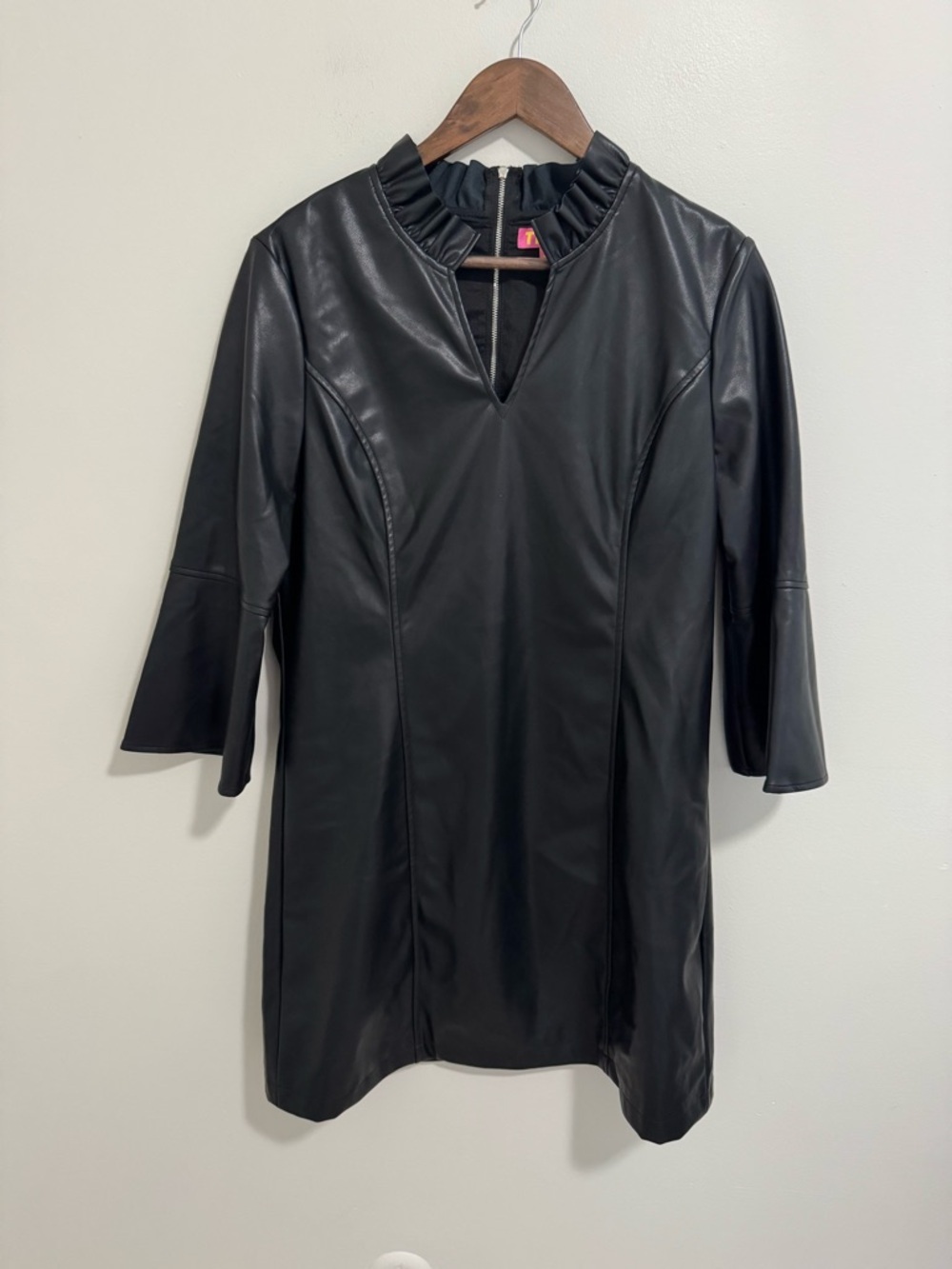 THML Faux Leather Black Mini Dress